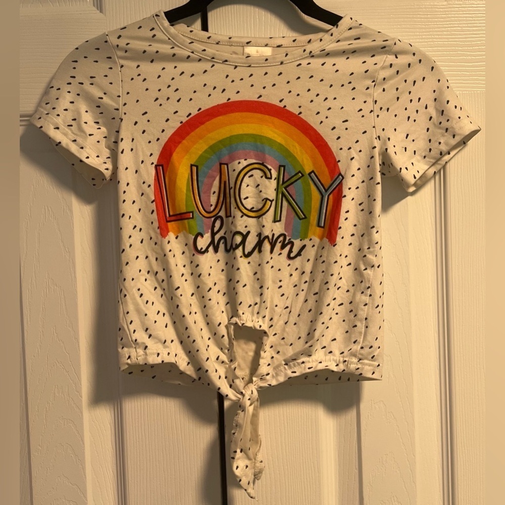 Girls Lucky Charm Short Sleeved Top With Tied Bottom